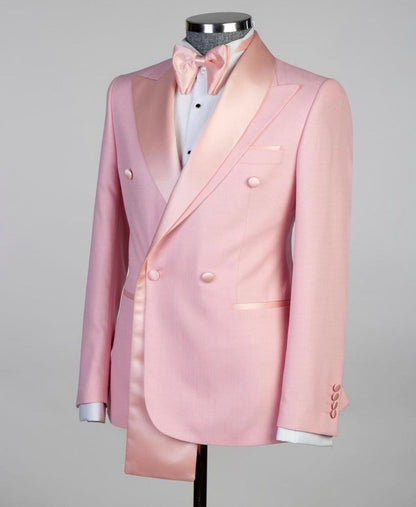 Shawl Design Satin Lapel Pink Tuxedo