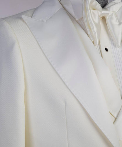 Men's Cream Tuxedo-Asymmetrical Satin Lapel