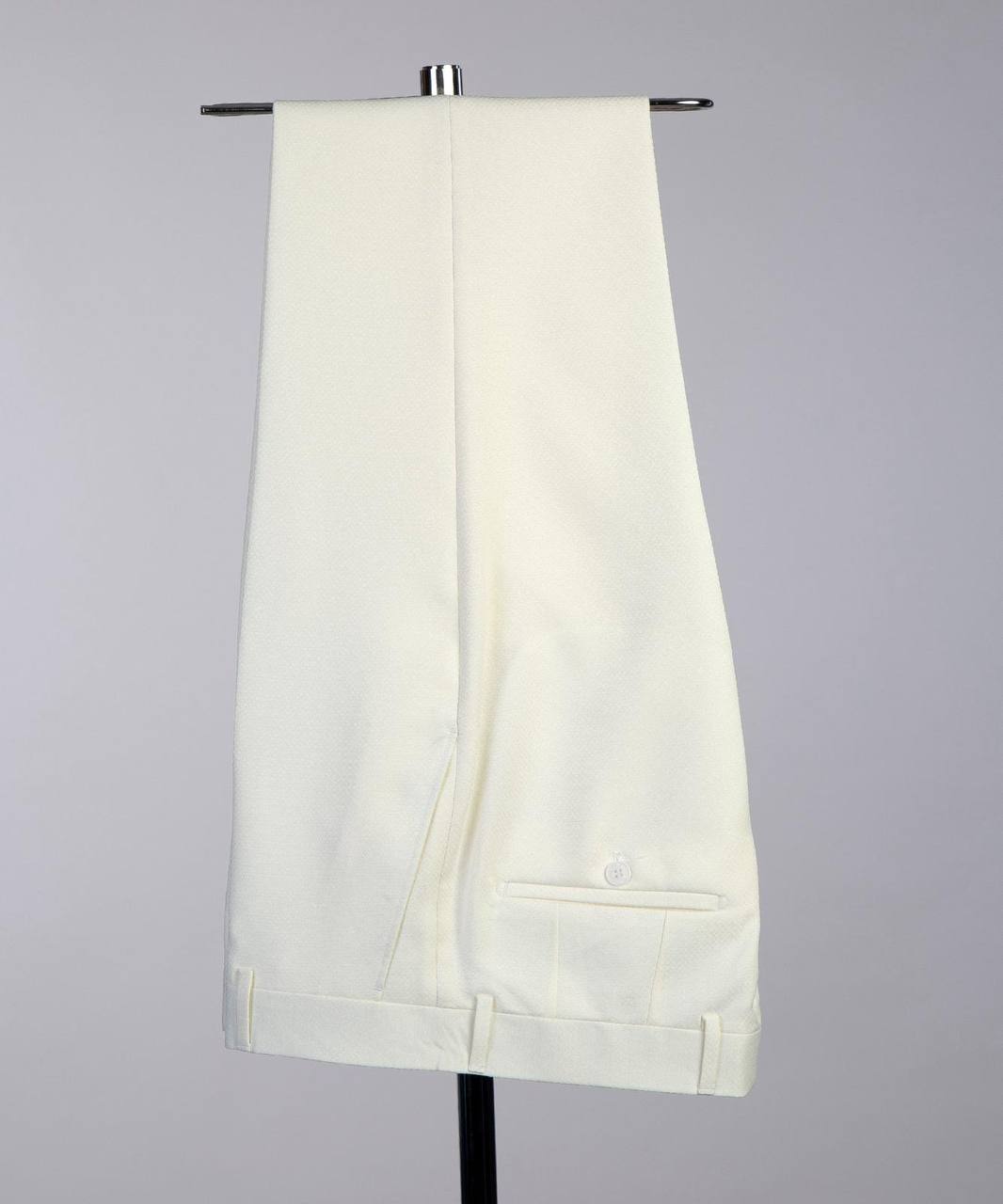 Men's Cream Tuxedo-Asymmetrical Satin Lapel