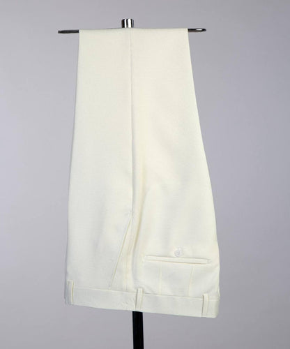 Men's Cream Tuxedo-Asymmetrical Satin Lapel