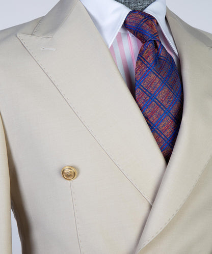 Men's 2 Piece Double Breasted Beige Suit