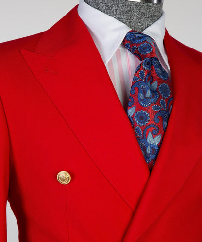 Men's 2 Piece Double Breasted Red Suit