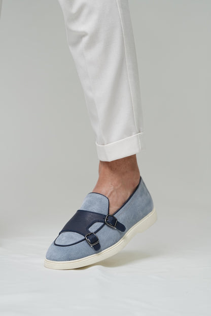 Men’s Blue & Navy Leather Loafers-Duncan