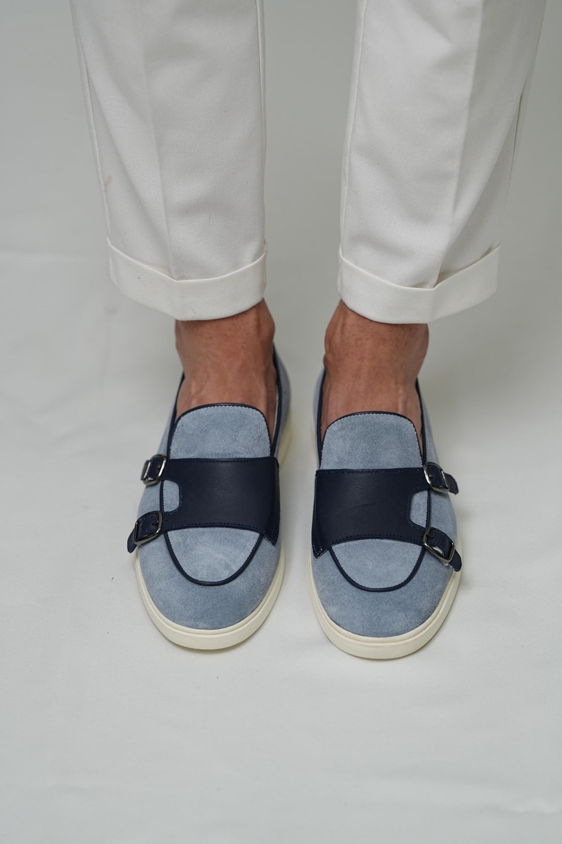 Men’s Blue & Navy Leather Loafers-Duncan