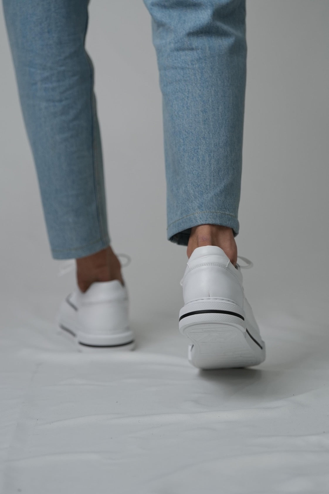 Genuine Leather Men’s White Sneakers