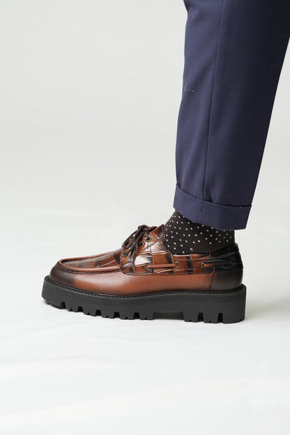 Men’s, Chroc- Embossed Brown Shoes