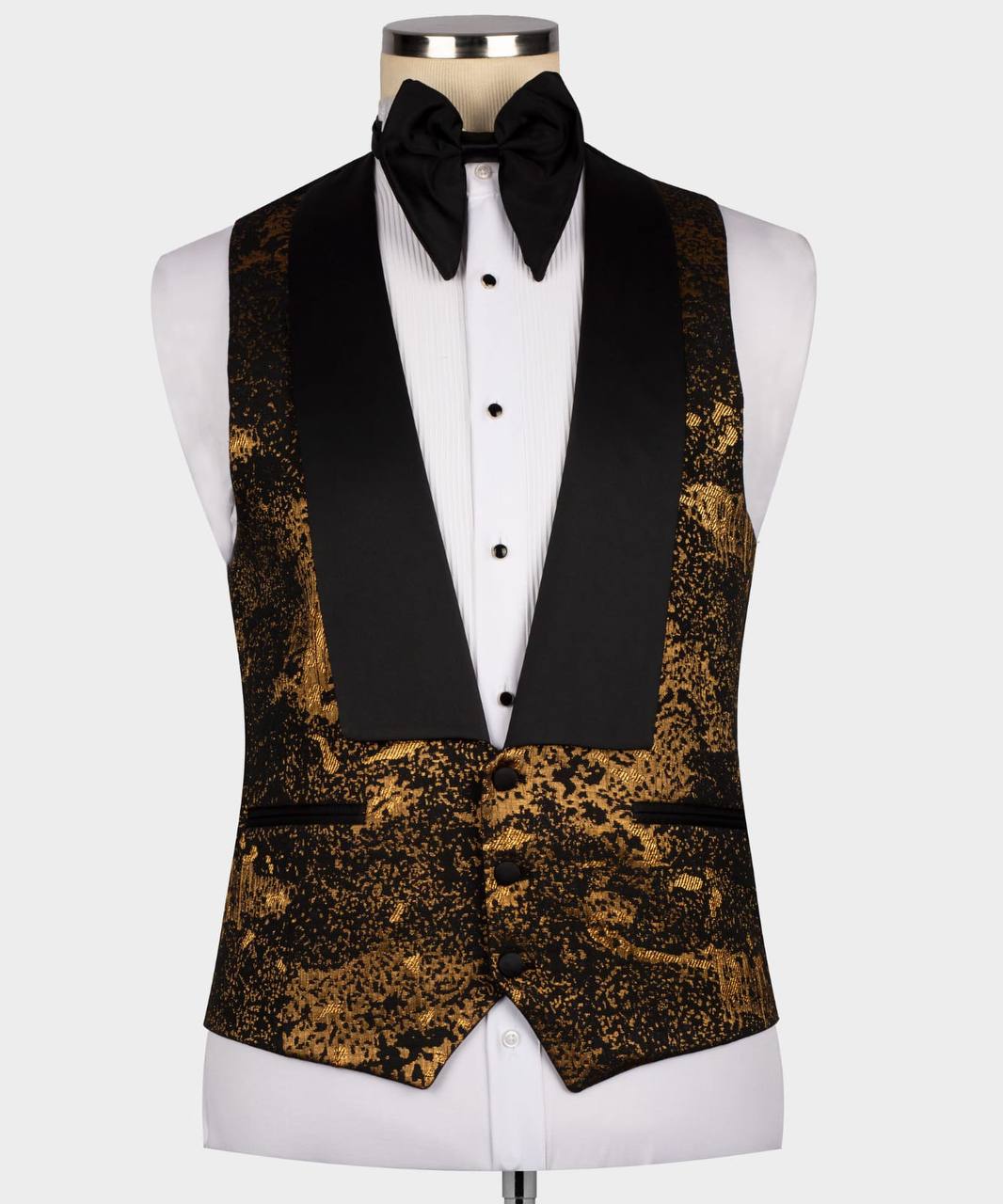 Men's Tuxedo Golden Pattern with Black Collar