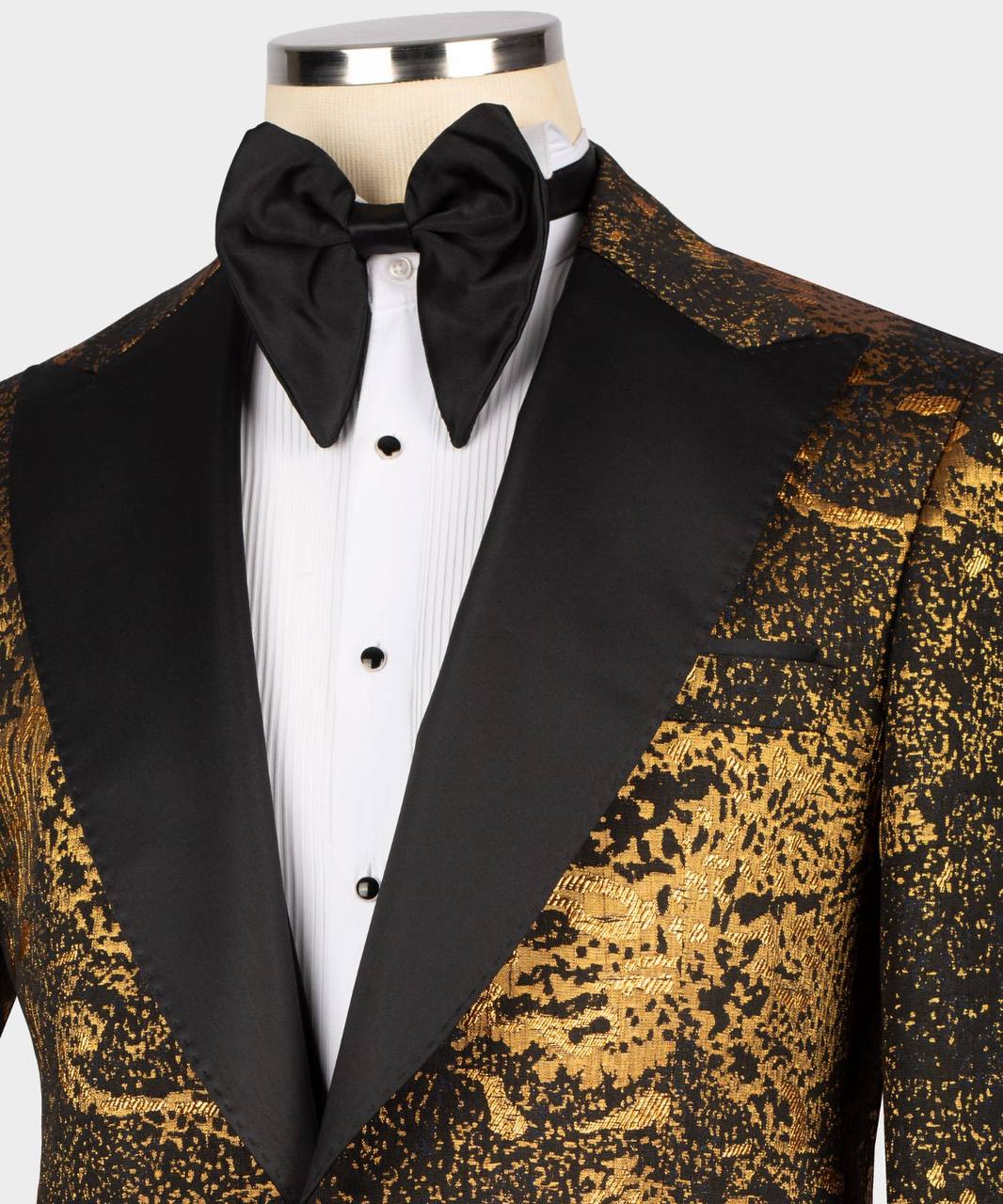 Men's Tuxedo Golden Pattern with Black Collar