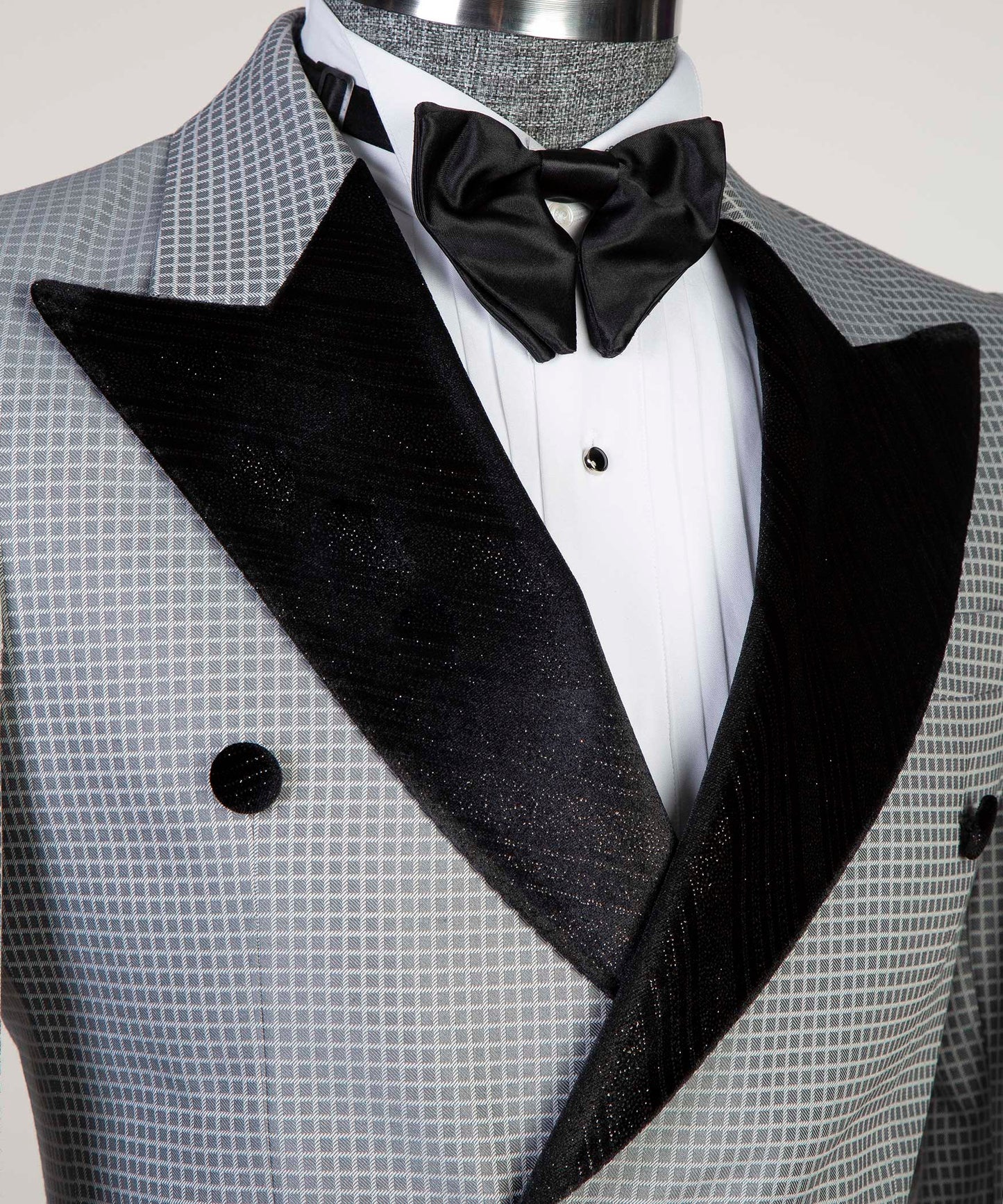 Men's 2 Piece Double Breasted Tuxedo Suit Grey/Black