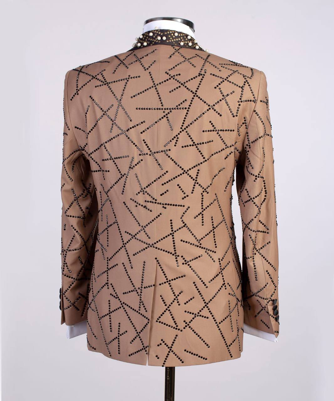 Men's 2 Piece Stone Stitched Brown Tuxedo Suit