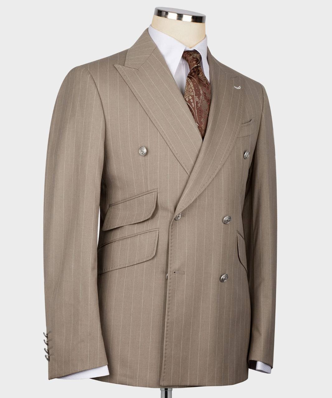 Men's Suit -2 Piece Double Breasted Stripy