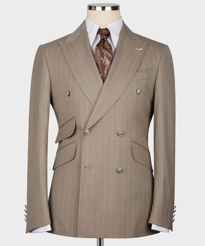 Men's Suit -2 Piece Double Breasted Stripy