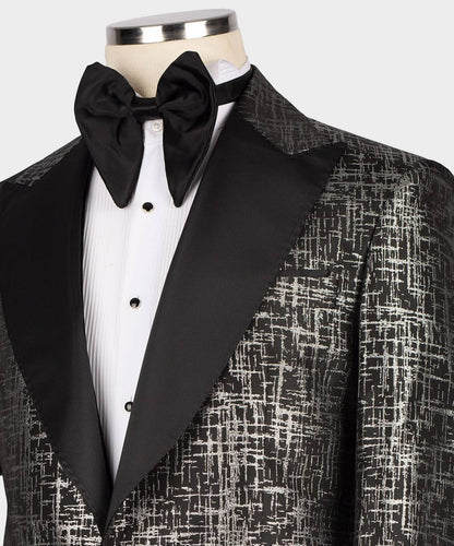 Men's Tuxedo Silver Pattern with Black Collar