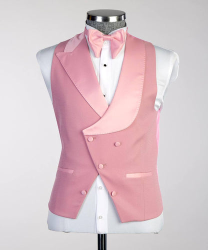 Men's Pink Tuxedo-Asymmetrical Satin Lapel