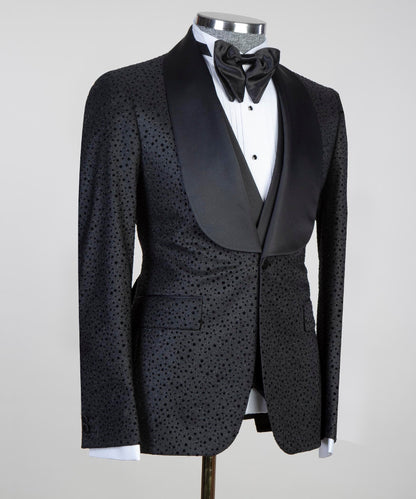 Men's 3 Piece Shining Black Tuxedo