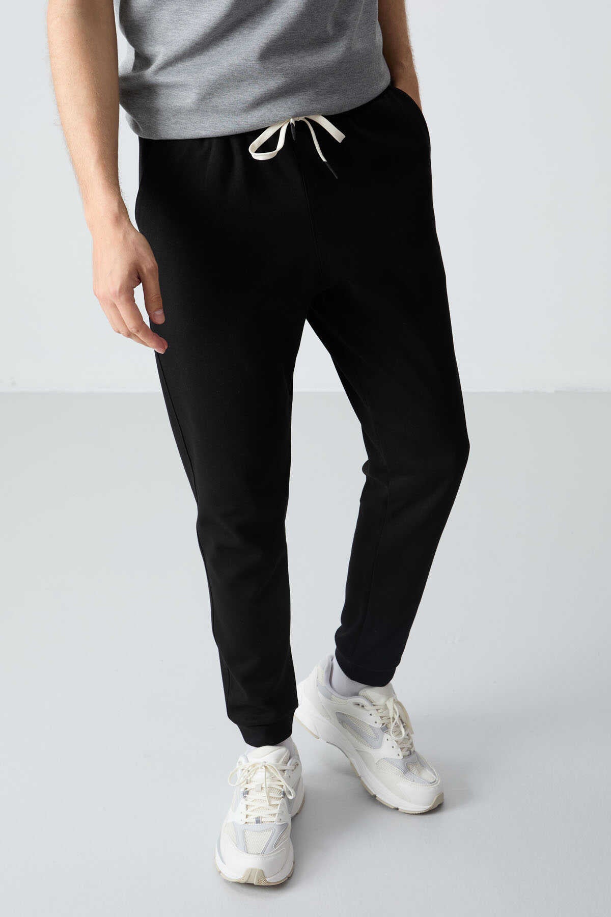 Men's-Grey-Black-Short Sleeve-Tracksuit Set