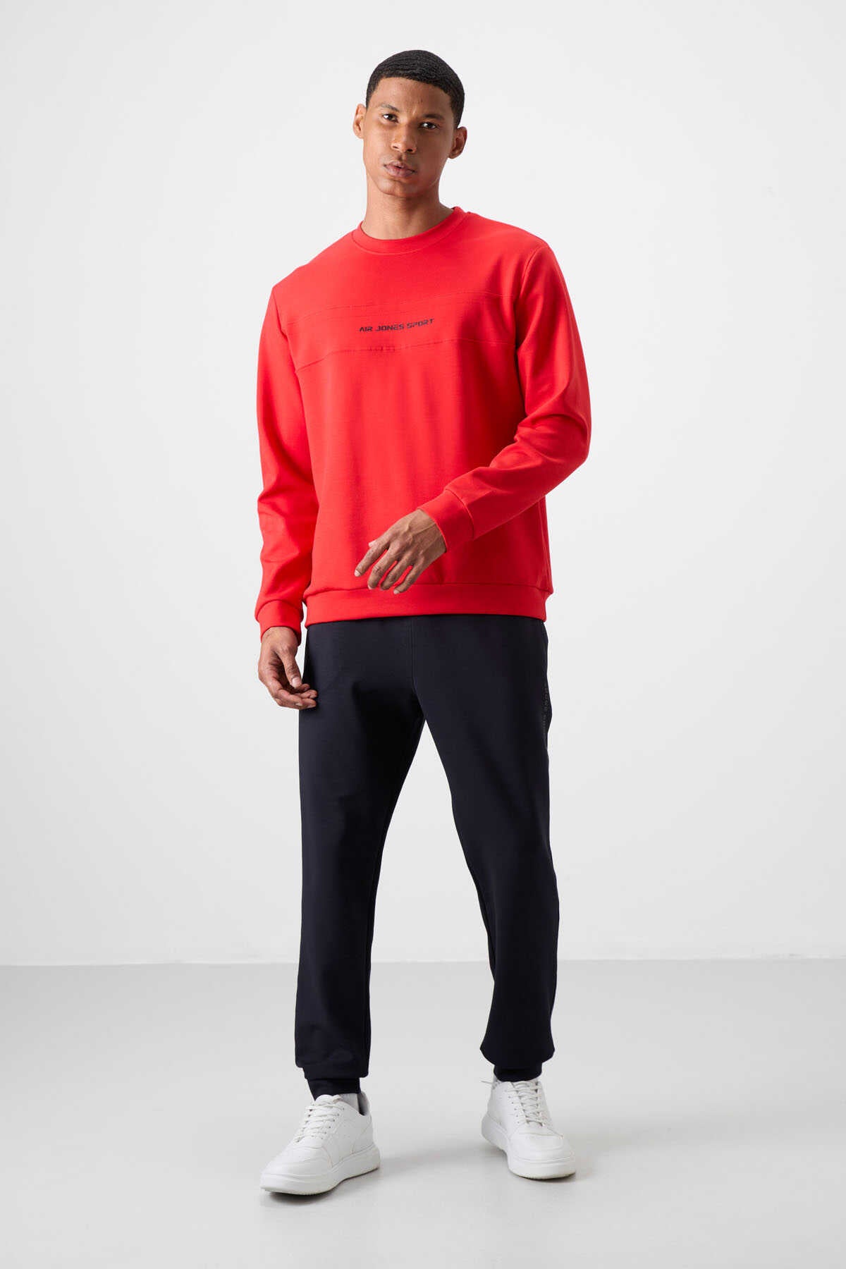 Men's Red-Navy Soft Fit Tracksuit Set