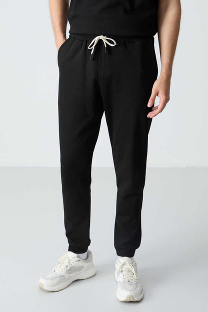 Men's-Black-Short Sleeve-Tracksuit Set