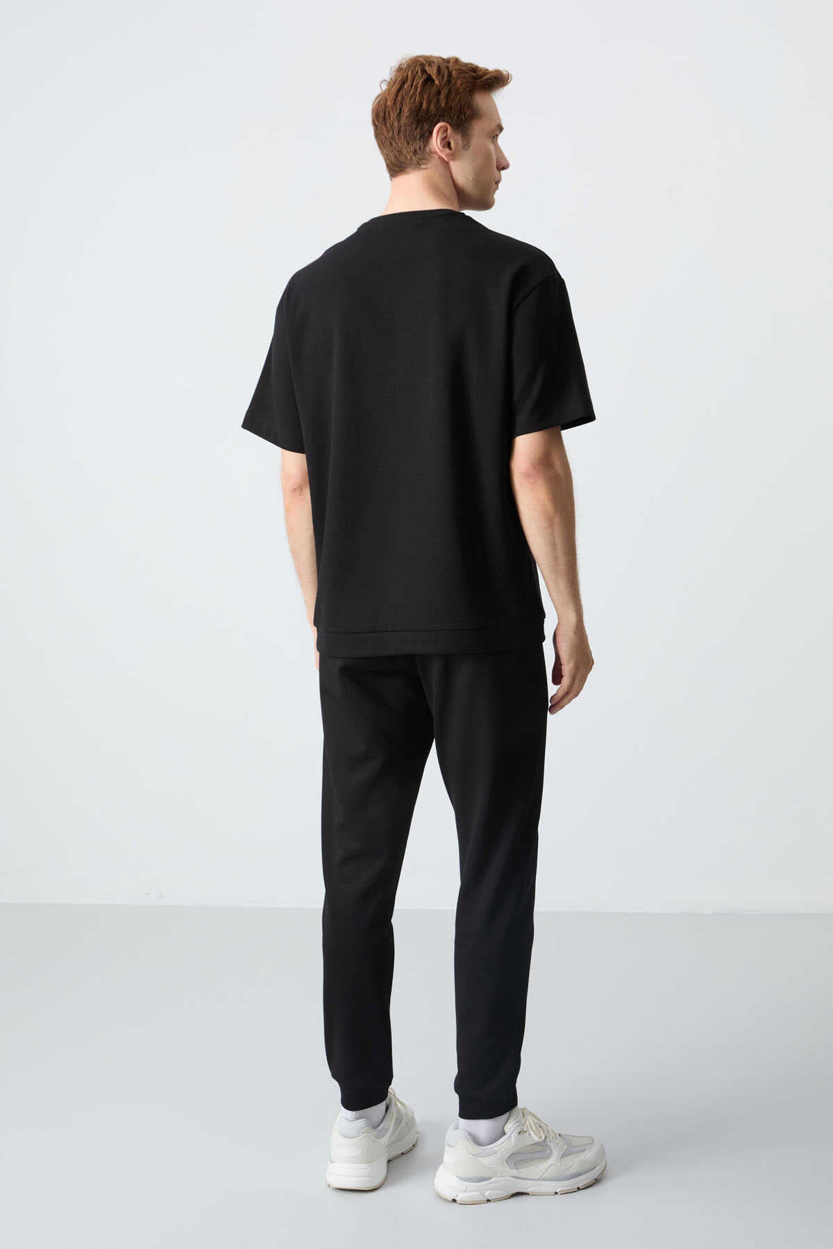 Men's-Black-Short Sleeve-Tracksuit Set