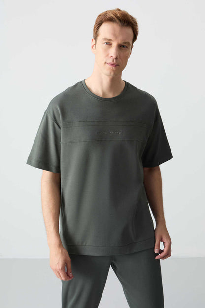 Men's-Green-Short Sleeve-Tracksuit Set