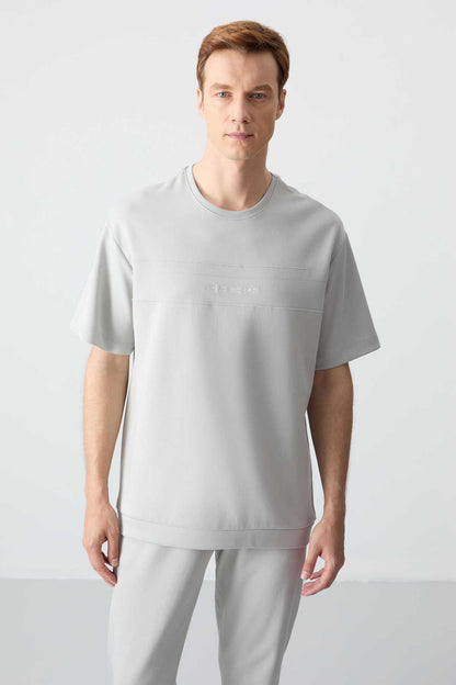 Men's-Grey-Short Sleeve-Tracksuit Set