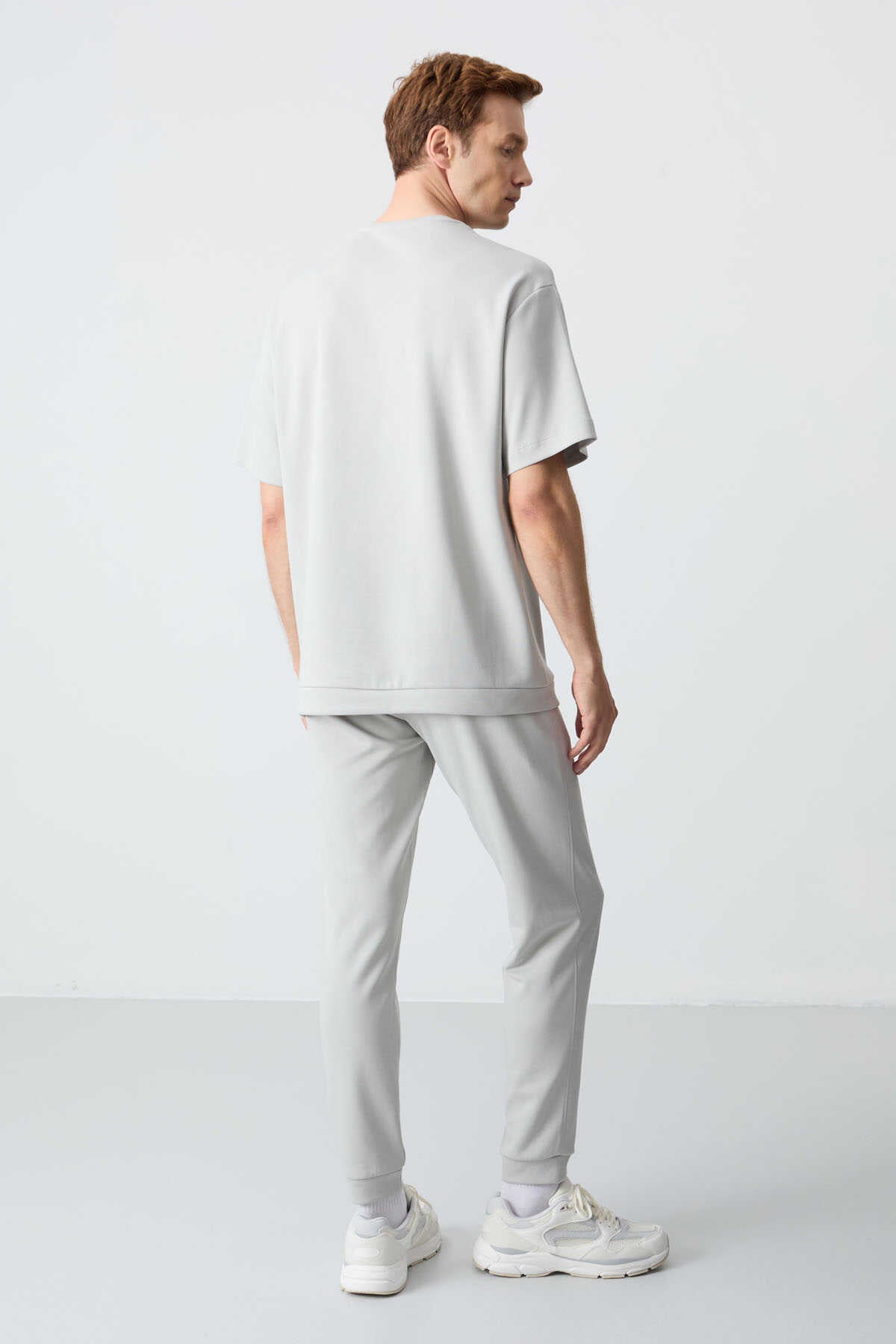 Men's-Grey-Short Sleeve-Tracksuit Set