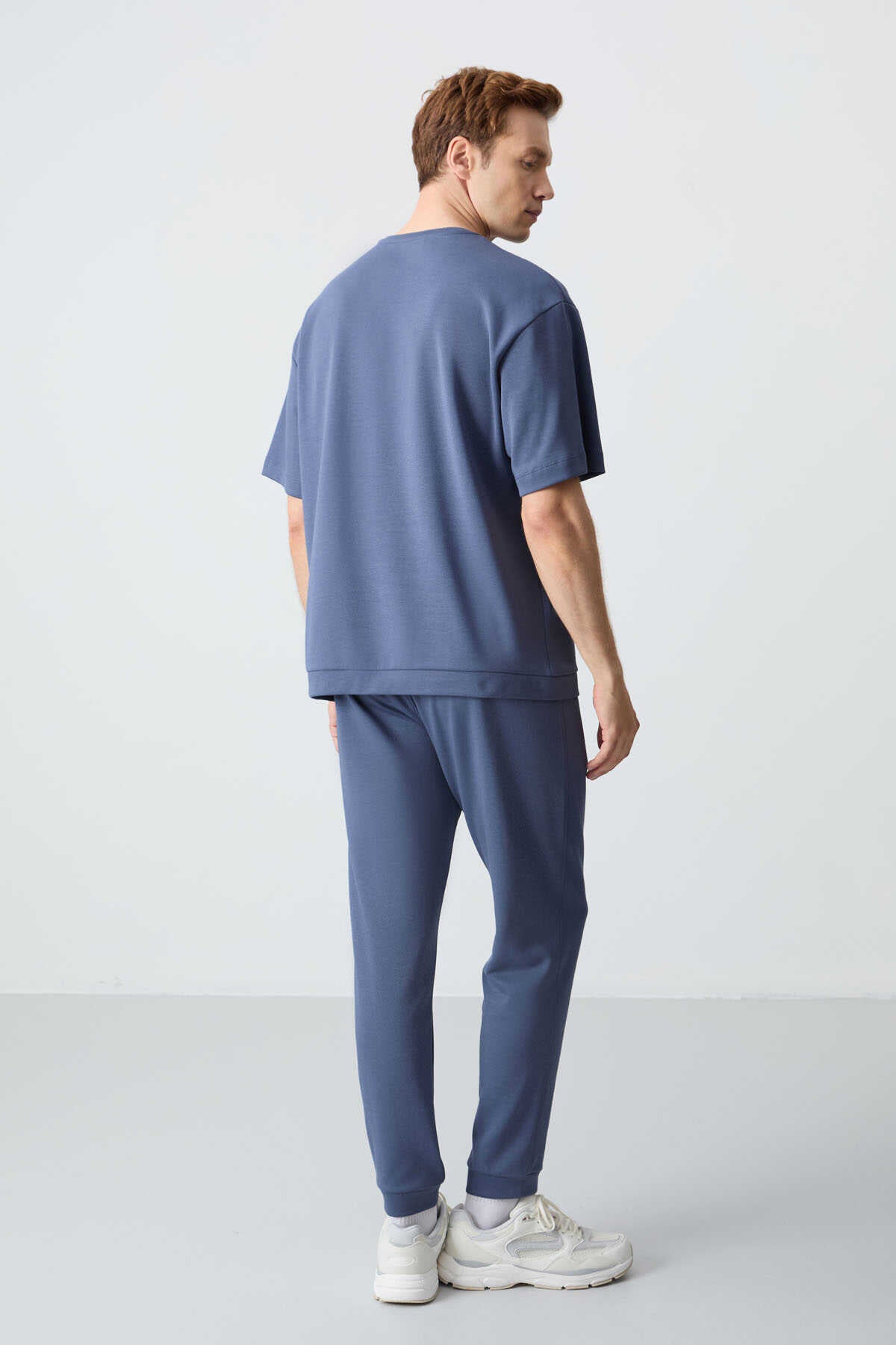 Men's-Petrol Blue-Short Sleeve-Tracksuit Set
