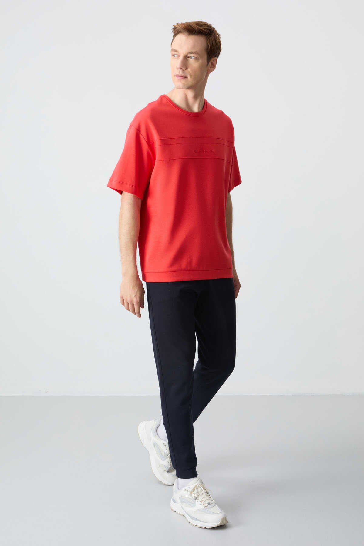 Men's-Red-Navy-Short Sleeve-Tracksuit Set