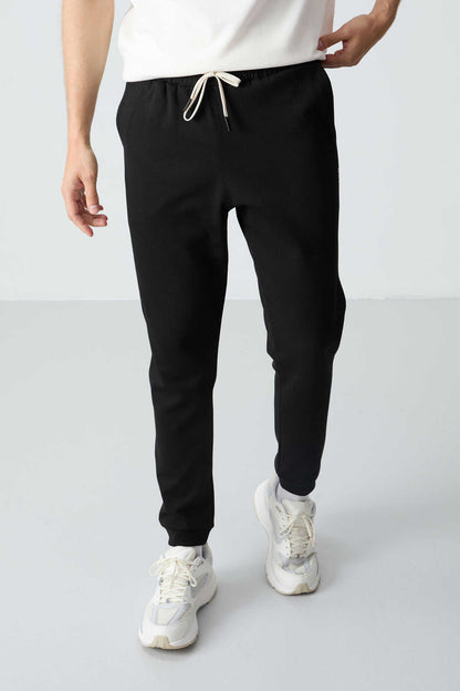 Men's-Cream-Black-Short Sleeve-Tracksuit Set