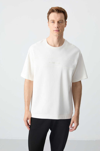 Men's-Cream-Black-Short Sleeve-Tracksuit Set