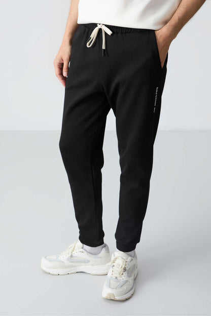 Men's-Cream-Black-Short Sleeve-Tracksuit Set