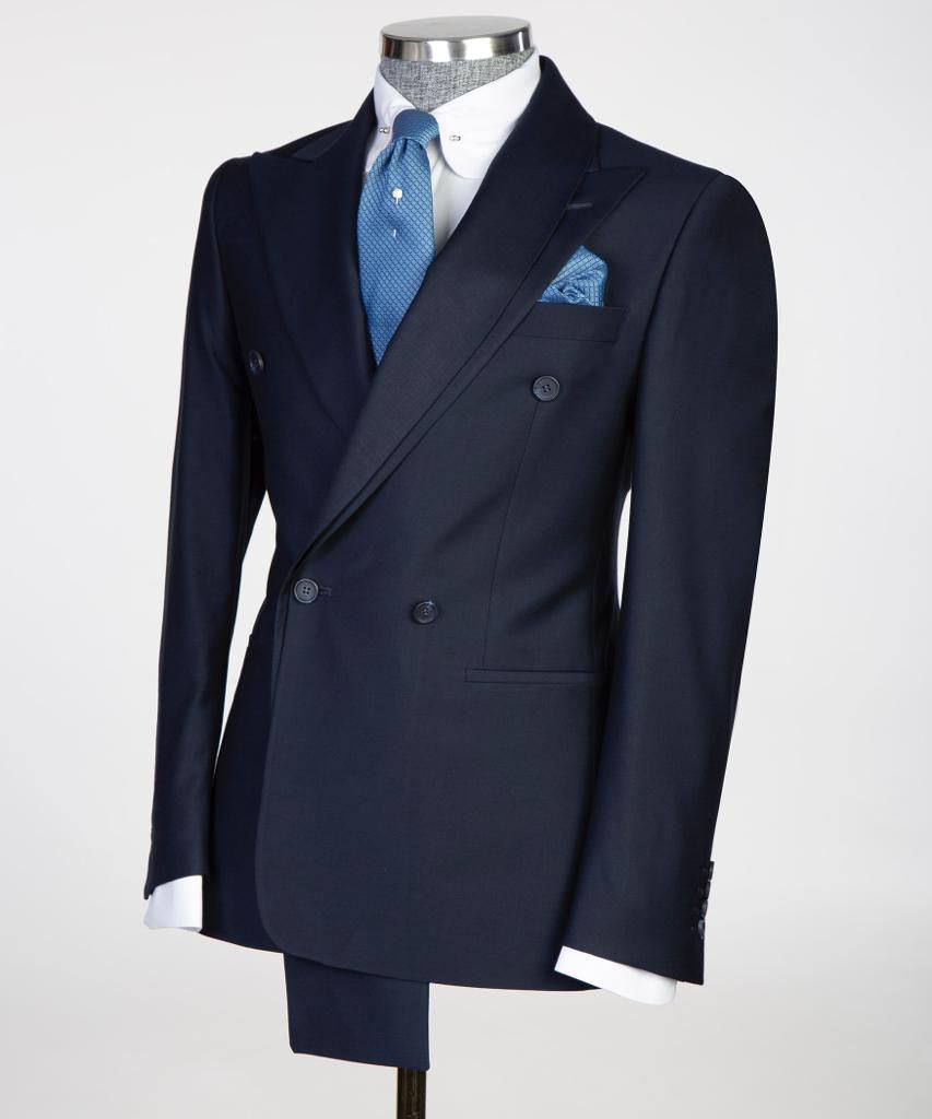 Shawl Design Double Breasted Navy Suit