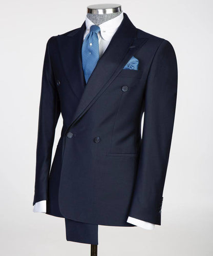 Shawl Design Double Breasted Navy Suit