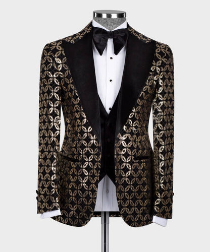 Men's 3 Piece Velvet Shiny Tuxedo