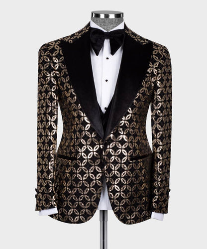 Men's 3 Piece Velvet Shiny Tuxedo