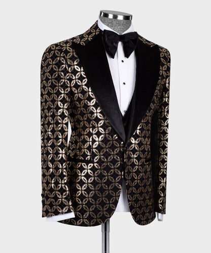Men's 3 Piece Velvet Shiny Tuxedo