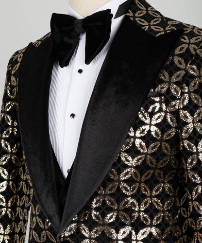Men's 3 Piece Velvet Shiny Tuxedo