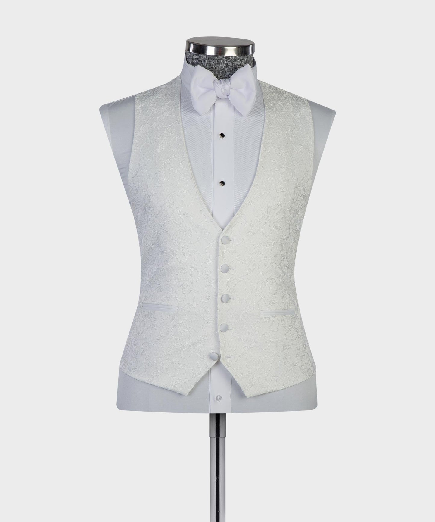 Men's 3 Piece White Tuxedo Suit Peak Lapel