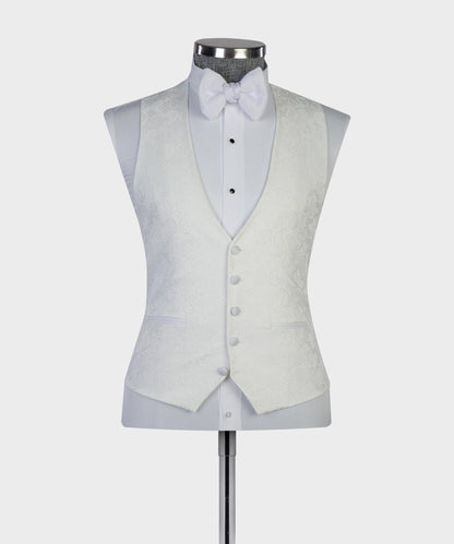 Men's 3 Piece White Tuxedo Suit Peak Lapel