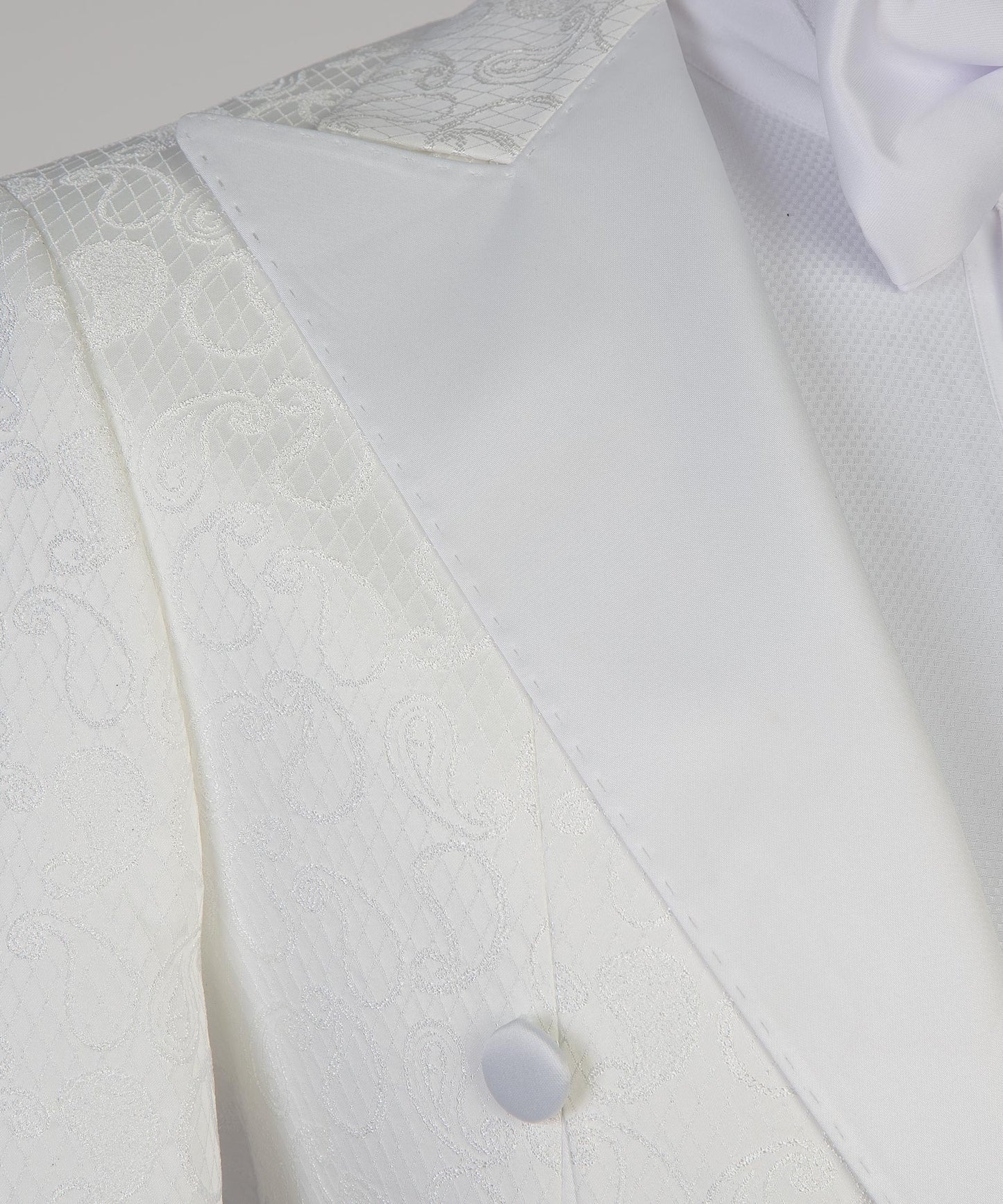 Men's 3 Piece White Tuxedo Suit Peak Lapel