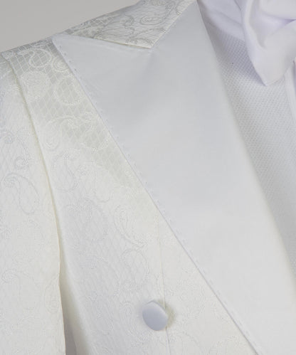 Men's 3 Piece White Tuxedo Suit Peak Lapel