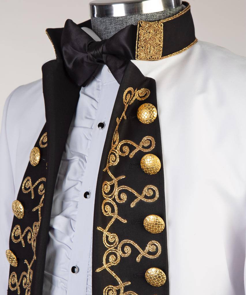 White Suit, Royal Design, Black Collar
