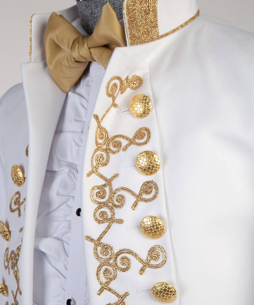 White Suit,Royal Design, Gold Collar