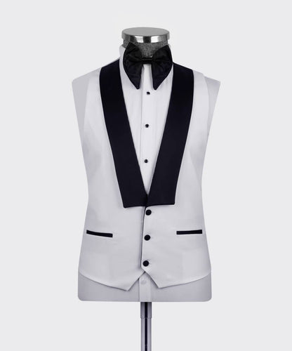 Men's 3 Piece White Black Lapel Tuxedo Suit